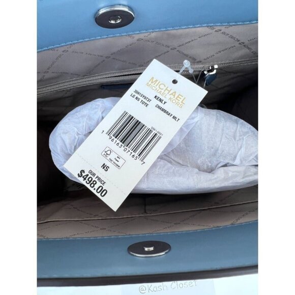 Michael Kors tote bag kenly large purse MK signature chambray multi - Picture 4 of 12